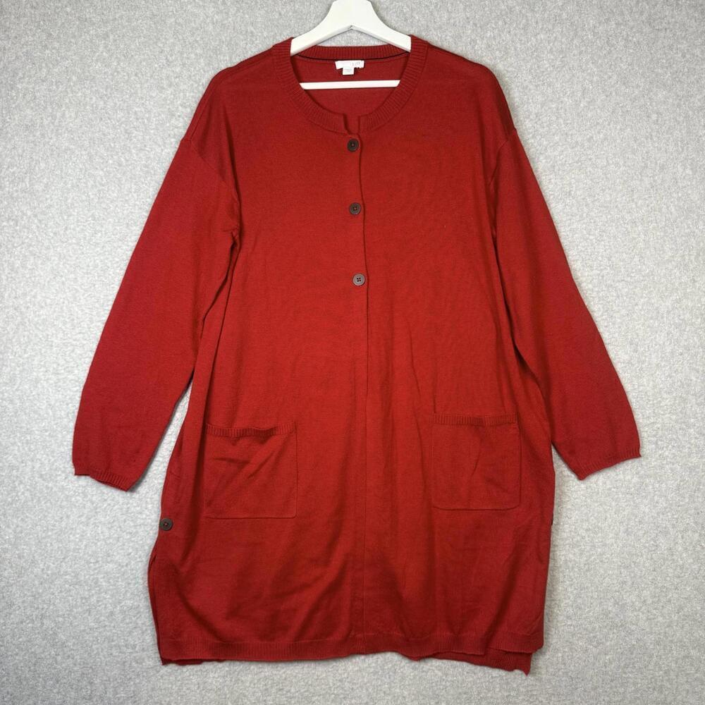 J. Jill Women's Size Large Petite Wool Blend Red Button Front Sweater Dress